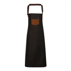 Handla nu Division waxed-look denim bib apron
