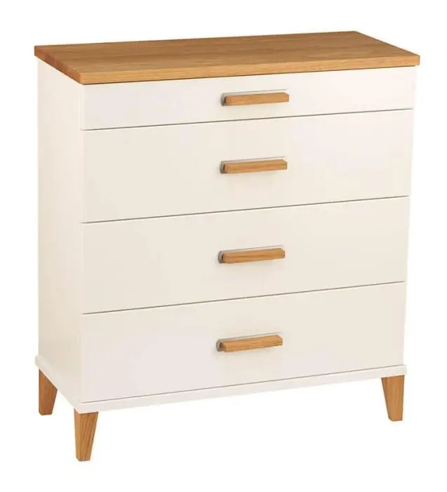 Malva 70 cm 4 lådor Vitlackad MDF & Oljad Ek - Oscarssons Möbel - Bonus Möbler Begränsad tid