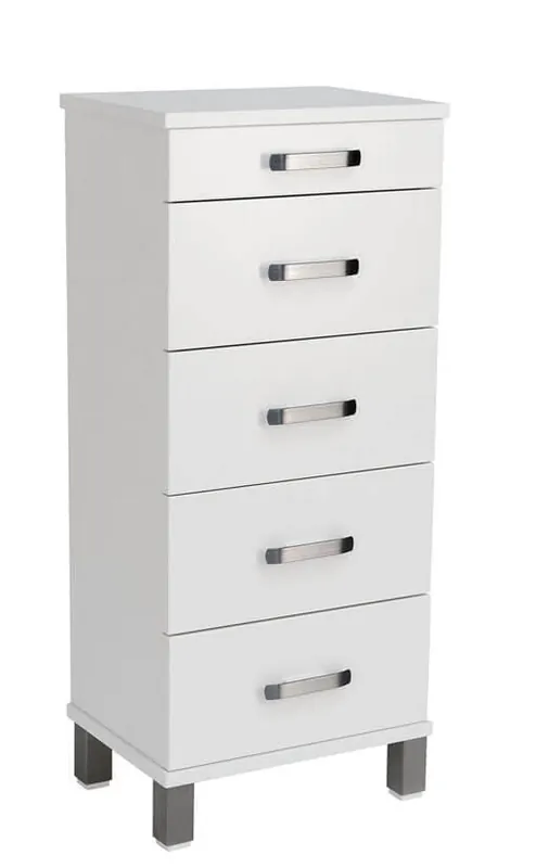 Köp online Nadja 40 cm 5 lådor Stålben Vitlackad MDF - Oscarssons Möbel - Bonus Möbler