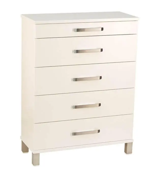 Expressleverans Nadja 70 cm 5 lådor Stålben Vitlackad MDF - Oscarssons Möbel - Bonus Möbler