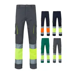 VL ZEUS. Tvåfärgade stretchbyxor med flera fickor (240g/m²), i bomull (46%), EME (38%) och polyester Extra rabatt