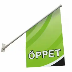 Fasadflagga PVC 40x40x60 cm - ÖPPET, med stång Kampanjpris