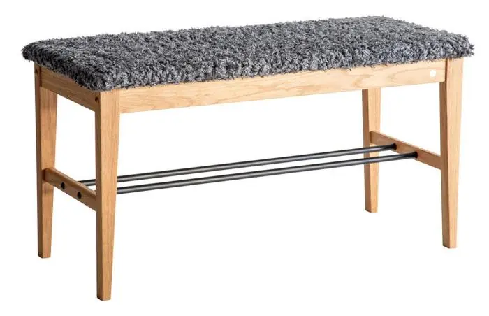 Fynd Lily Fårskinnslook Mörkgrå Lackad Ek - Oscarssons Möbel - Bonus Möbler