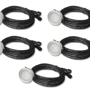 I lager DECCO Trädgådsbelysning 5-pack Utbyggnad 12V Borstat stål/Silver