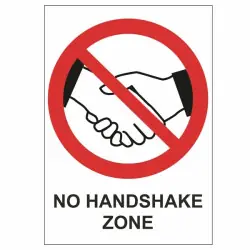Förbudsskylt No Handshake Zone 148x210 mm - Plast Premium