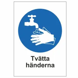 Extra rabatt Påbudsskylt Tvätta händerna 210x297 mm - Plast