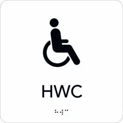 Snabb frakt Taktil skylt HWC 150x150 mm, Vit med svart text