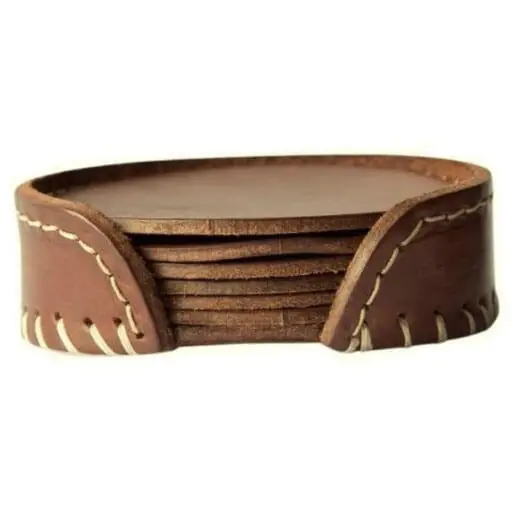 Begränsad tid Leather Coasters Pampa Chocolate - Cuero Design - Bonus Möbler