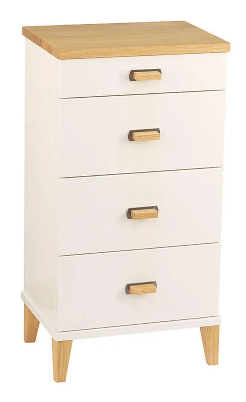 Malva 40 cm 4 lådor Vitlackad MDF & Vitoljad Ek - Oscarssons Möbel - Bonus Möbler Extra rabatt