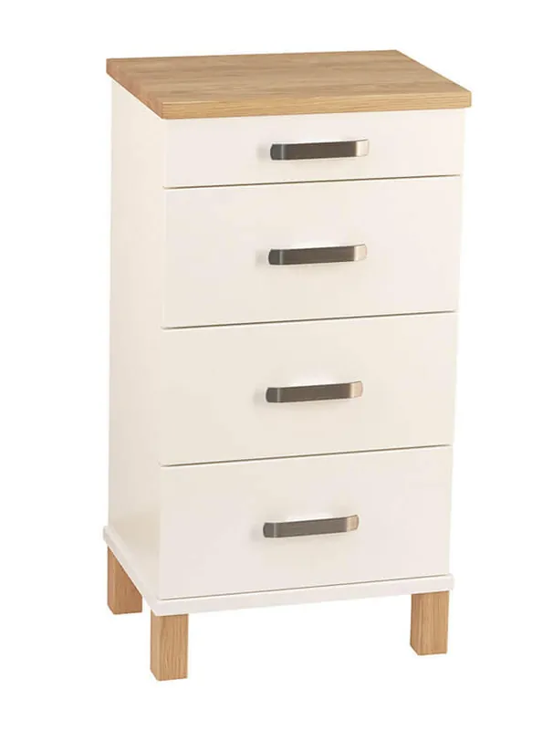 Nadja 40 cm 4 lådor Stålben Vitlackad MDF & Vitoljad Ek - Oscarssons Möbel - Bonus Möbler I lager