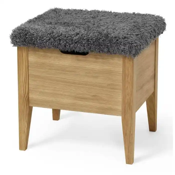Klinte 45 cm Oljad Ek Grå Fårskinnslook - Torkelson - Bonus Möbler Rabatter