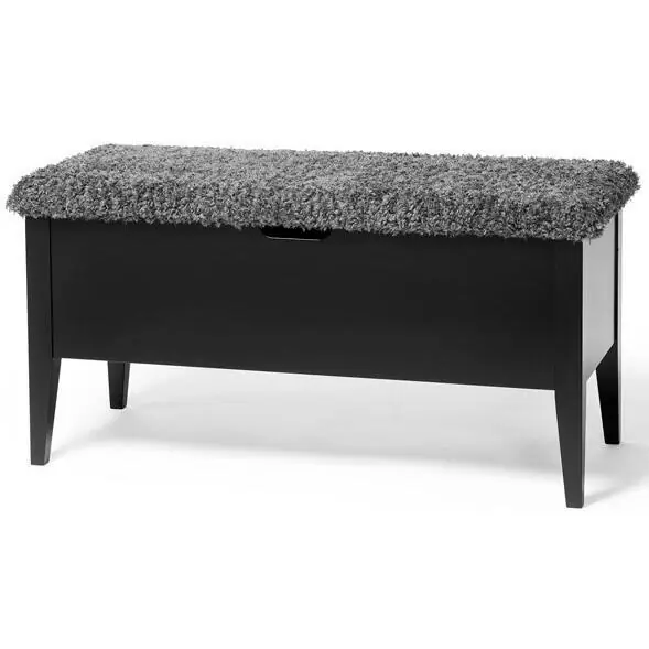 Fynd Klinte 90 cm Svartlack Grå Fårskinnslook - Torkelson - Bonus Möbler