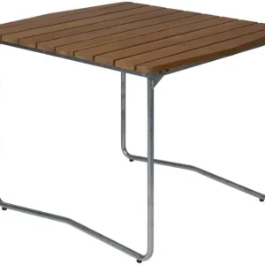 Bord B31 84x92 cm Obehandlad Teak / Varmförzinkat Stativ - Grythyttan Stålmöbler - Bonus Möbler Nedsatt pris
