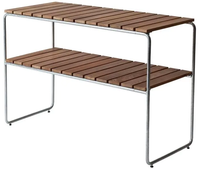 Kundfavorit Avlastningsbord L105 Obehandlad Teak / Varmförzinkat Stativ - Grythyttan Stålmöbler - Bonus Möbler