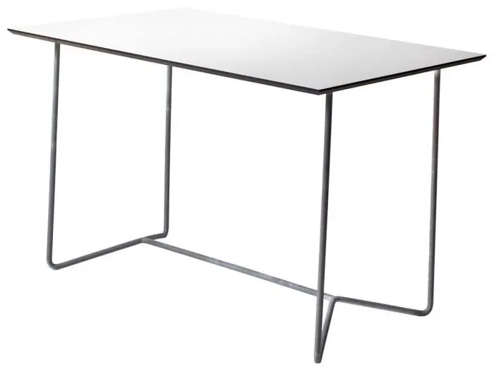 Fynd High Tech Bord 110X70 cm Vit Laminat / Varmförzinkat Stativ - Grythyttan Stålmöbler - Bonus Möbler
