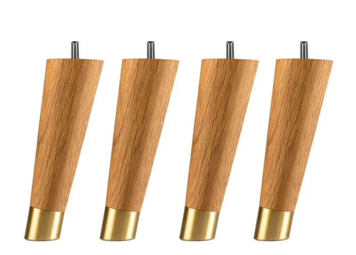Lutande Träben med metallkant Ek / Mässing 20 cm - Hilding Anders - Bonus Möbler Säker betalning