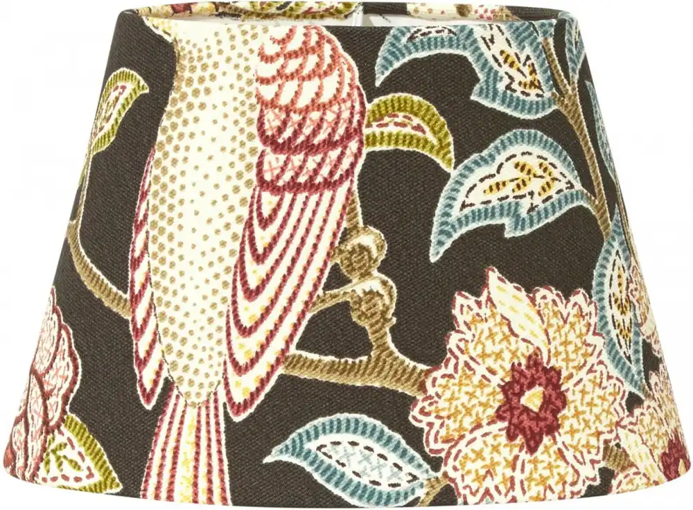 Nyhet OVAL MÖNSTRAD Lampskärm 25/15cm Birdsong Mörkgrå
