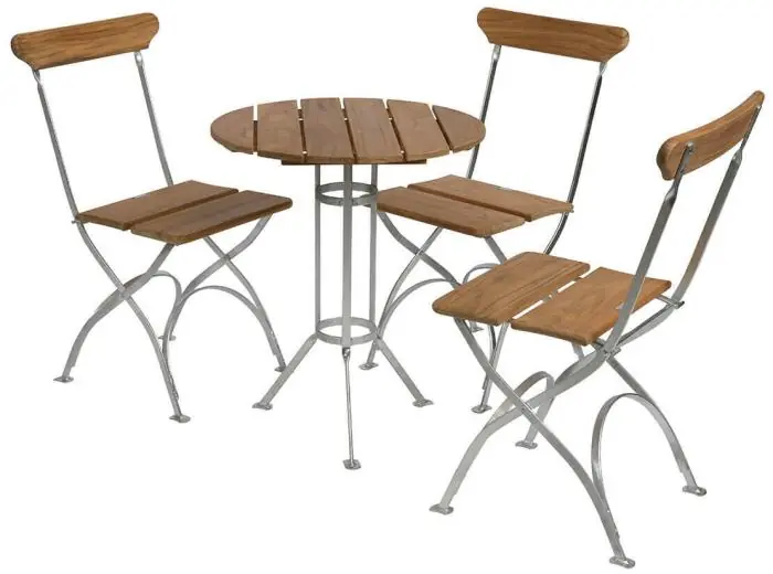 Bryggerigrupp 2 Obehandlad Teak / Varmförzinkat Stativ - Grythyttan Stålmöbler - Bonus Möbler Populär