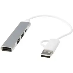Alkaid 4-portars USB-A- och Typ-C-hubb med dubbla ingångar av återvunnen aluminium Kampanjpris