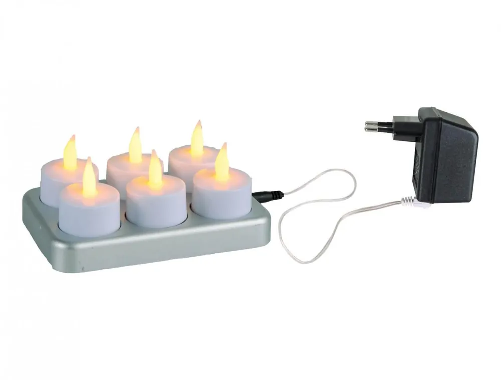 Rea CHARGEME LED-Värmeljus 6-pack 15cm Vit
