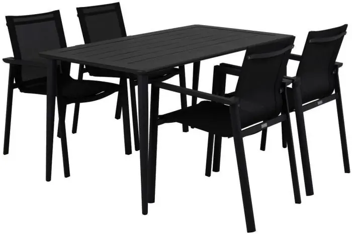 Handla nu Nimes 140X78 cm och Delia Karmstol Textilene Svart - Brafab - Bonus Möbler