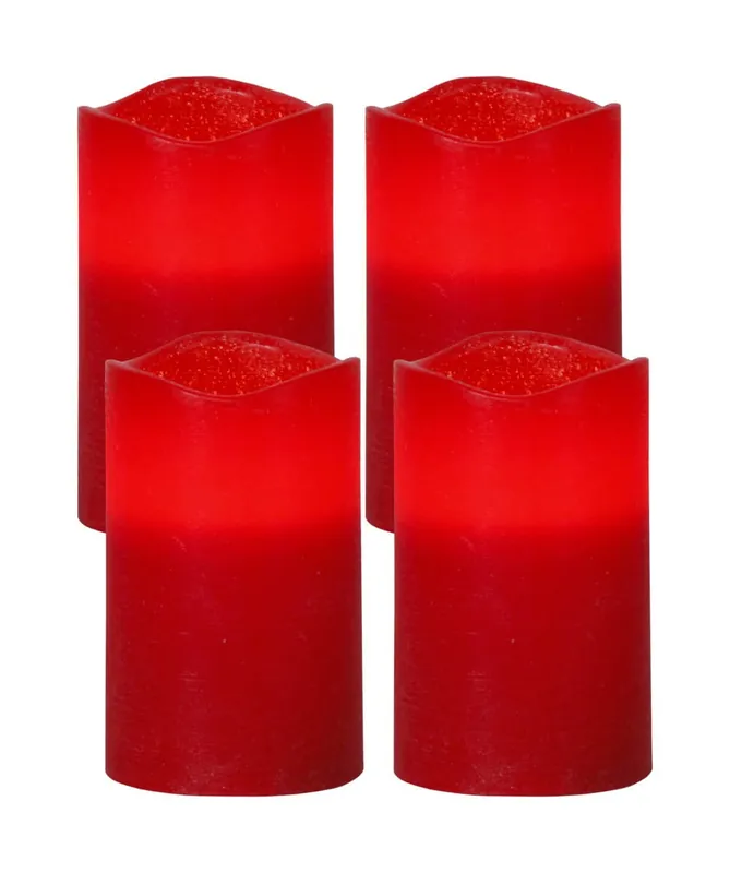 MAY LED-Blockljus 4-pack 12,5cm Röd Rabatt