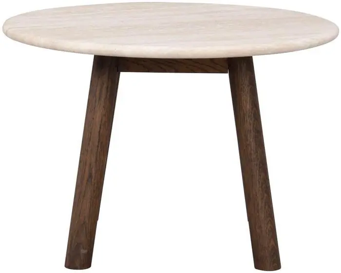 Handla nu Taransay Ø60 cm Beige travertin Brun ek - Rowico Home - Bonus Möbler