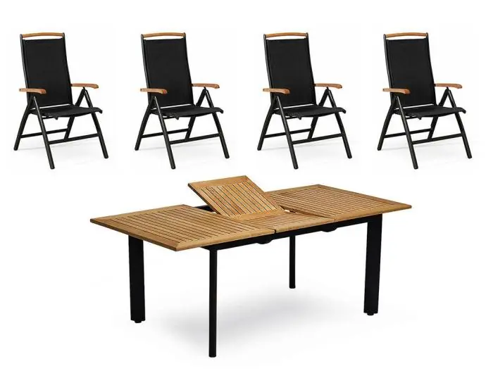 Nydala 150-200X96 cm Svart / Teak - Hillerstorp - Bonus Möbler Beställ idag