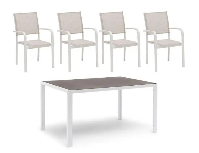 Extra rabatt Hånger Keramiskt glas + Karmstolar Vit 140X90 cm + 4 stolar - Hillerstorp - Bonus Möbler
