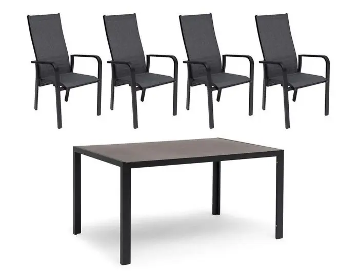 Utförsäljning Hånger Keramiskt glas + Positionsfåtöljer Svart 140X90 cm + 4 stolar - Hillerstorp - Bonus Möbler