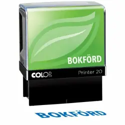 Standardstämpel "Bokförd" 32x8 mm - Colop Printer Green Line 20/L, Blå Fri frakt