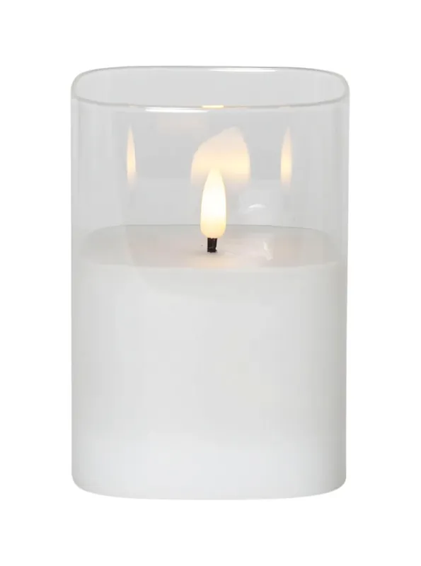 Kundfavorit FLAMME LED-Blockljus 12,5cm Klart Glas