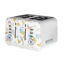Snabb frakt VQ Laura Ashley Slice Toaster. Vit/silver