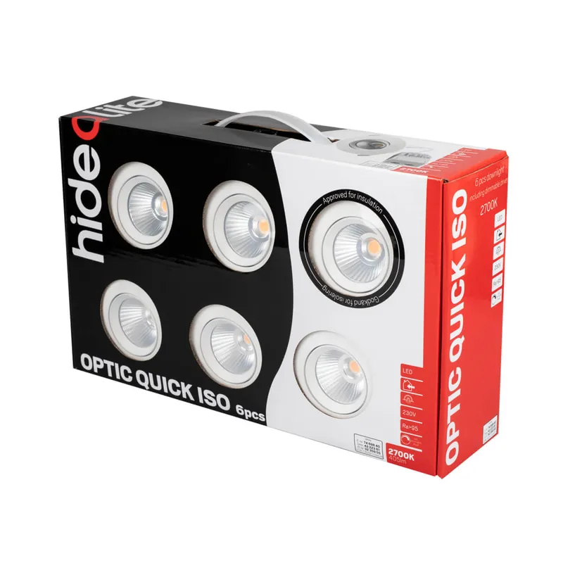 OPTIC QUICK ISO Downlight 6-Pack 2700K Vit Erbjudandepris