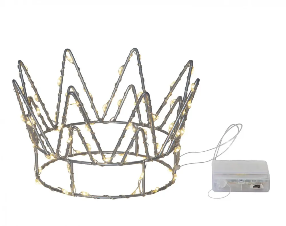 CROWN Bordsdekoration Batteri 70L 17cm Silver Snabb leverans