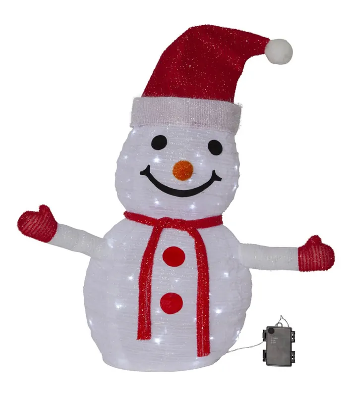 TECIDY Utomhusdekoration Snögubbe Batteri 70cm Vit/Röd Kundfavorit