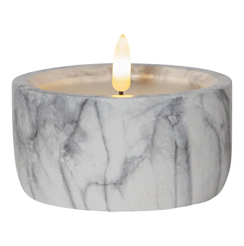 Outlet FLAMME MARBLE LED-Blockljus 7,5cm Grå