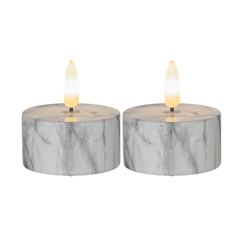 FLAMME MARBLE LED-Värmeljus 2-Pack 6cm Grå Säker betalning