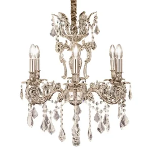 ALLINGTON Kristallkrona 6-Arm 57cm Antiksilver Fri frakt