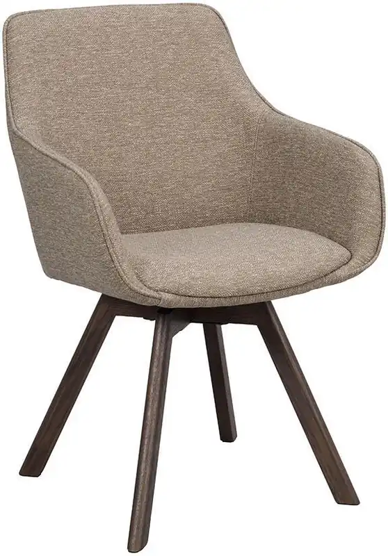 Alison Träben / Mörkbeige tyg Brunlackad ek - Rowico Home - Bonus Möbler Begränsat antal