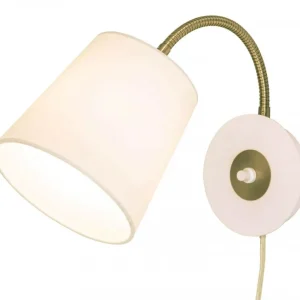 Billig LJUSDAL Vägglampa 31cm Vit/Matt Mässing