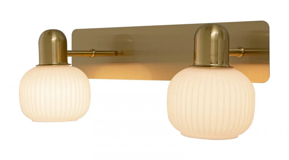 risnedsättning MESSINA Vägglampa Bad 2L 34,5cm Matt Mässing/Opalvit IP44