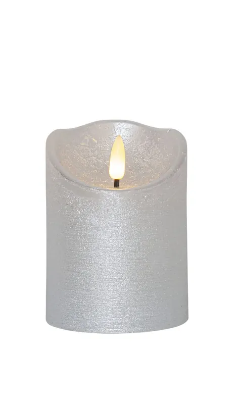 FLAMME RUSTIC LED-Blockljus 10cm Silver Billig