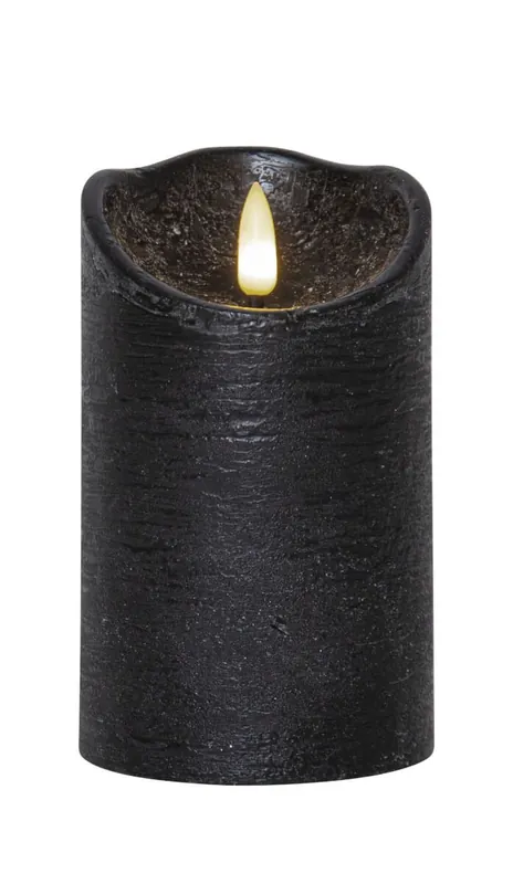 Snabb leverans FLAMME RUSTIC LED-Blockljus 12,5cm Svart