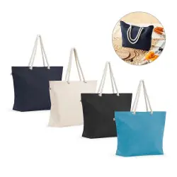 I lager ATHENS. Strandväska i återvunnen bomull (70 %) och återvunnen polyester (30 %) (220 g/m²)