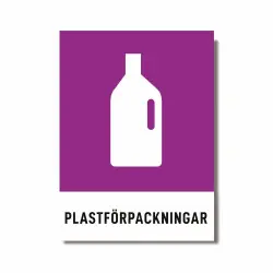 Återvinningsdekal Plastförpackningar 140x190 mm - 3st/fp. Premium