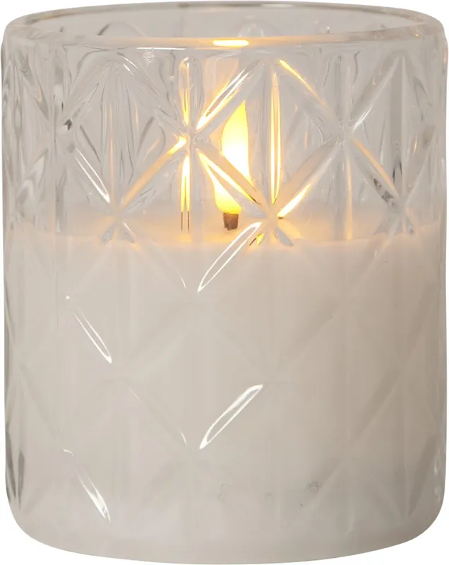 FLAMME ROMB LED-Blockljus Batteri 10cm Klar Fri frakt