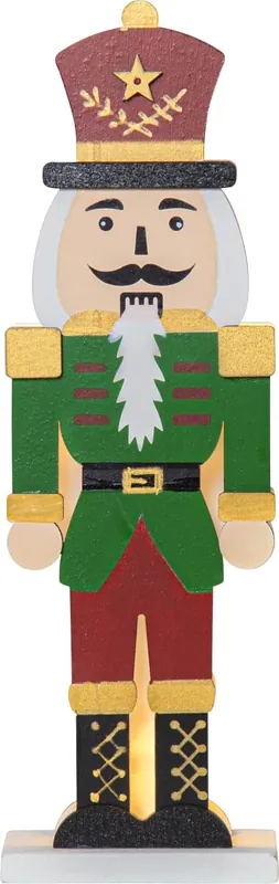 NUTCRACKER Bordsdekoration Batteri 25cm Grön/Röd Rea