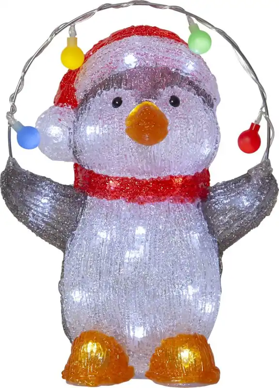 Fynd CRYSTALO Utomhusdekoration Pingvin 30cm 40LED Flerfärgad IP44