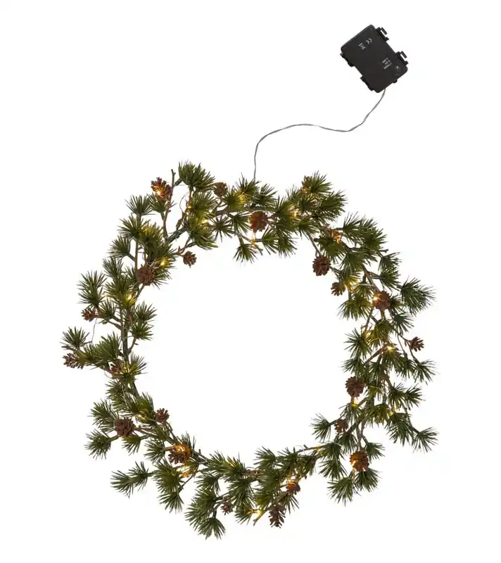 LARIX Krans Batteri 40cm 30LED Grön Fynd